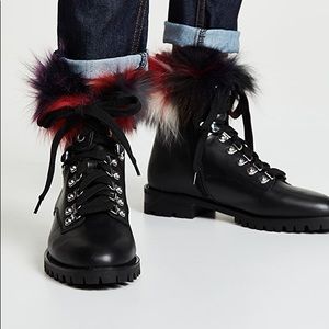 Rebecca Minkoff Mink and Leather combat boots